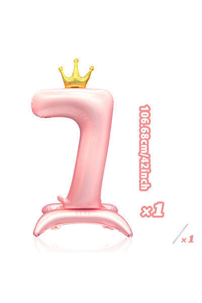 Choice 42inch Number 7 42 inch vertical pink digital balloon 0-9 with crown, ...
