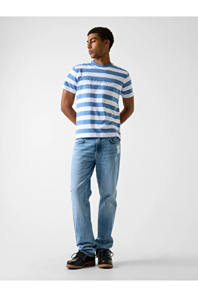 Guess Gj Short Sleeve Crew Neck Regular Fit Striped Men's Multi-Color T-Shirt...