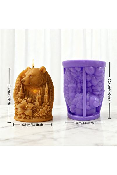 Choice قالب شمعة فنية على شكل قلعة دب أسود: شمعة معطرة على شكل قلعة دب مزينة ...