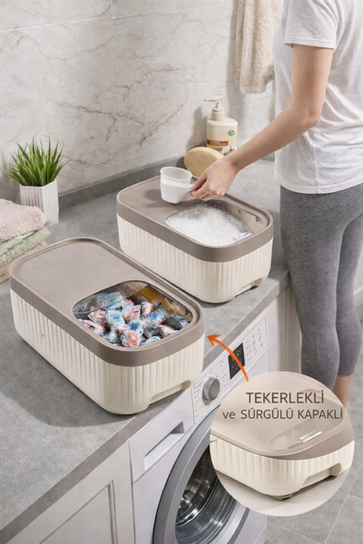 Mim Life 2-Piece Wheeled Sliding Lid Food Storage Container for Grains and Le...