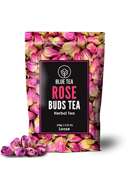 BLUE TEA Rose Buds Herbal Tea, Loose Leaf, Rich in Vitamin C, Vegan, 3.52 Oz