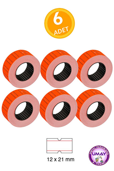 Tanex 6 Pieces Red Striped Price Tags 12×21 mm |   1 Roll 800 Pieces |   Adhe...
