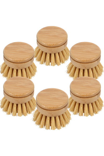 Choice1 فرشاة غسيل أطباق خشبية بستة رؤوس مصنوعة من السيزال الطبيعي وجوز الهند...