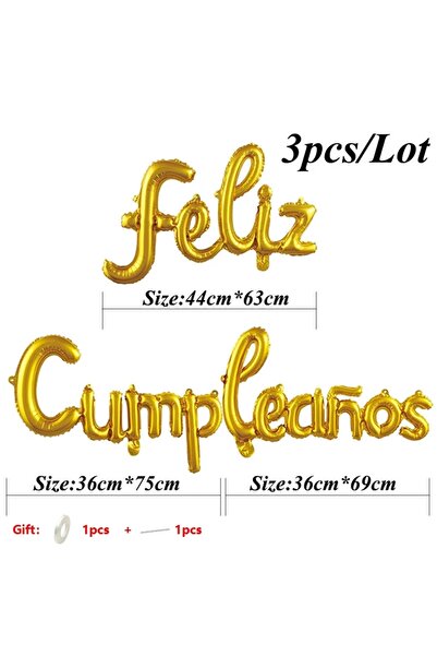 Choice Other Gold Spanish Happy Birthday Letters Balloons Lowercase Conjoined...