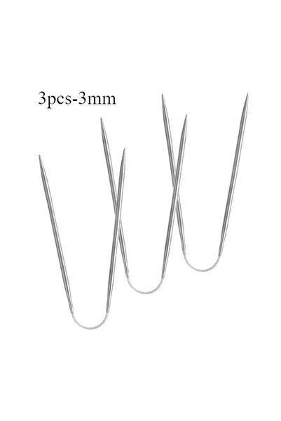 Choice 3pcs-3mm 3pcs Knitting Needles Cable Needles Metal Circular Knitting N...