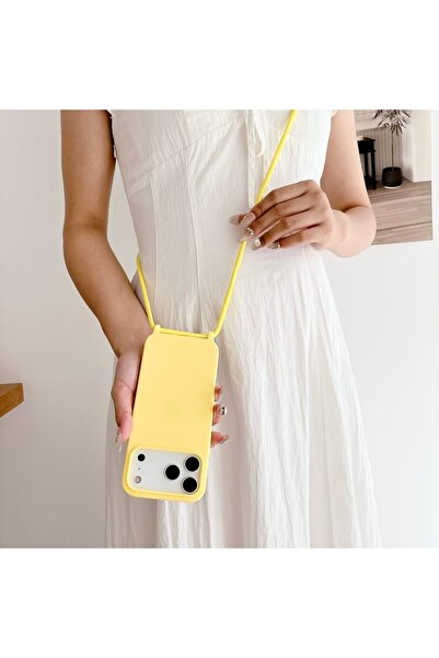 Choice جراب سيليكون أصفر مع حزام لهاتف iPhone 17 Pro Max، مناسب أيضًا لهاتف i...