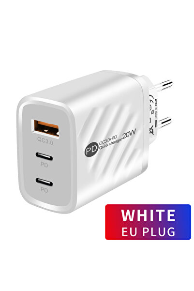 Choice شاحن سريع USB من النوع C بقوة 18 واط، مزود بمقبس أبيض أوروبي/أمريكي/بر...