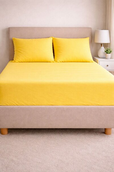 VELLON HOME 100% Cotton Pillowcase Elastic Fitted Sheet Set 180 X 200