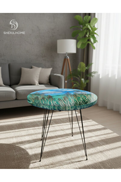 SHEKİLHOME Sonsuz Çayır: Gerçek Bitkili Epoksi Sehpa