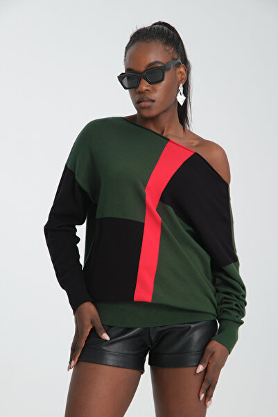 Moda Days Color Block Boat Neck Knitwear Blouse
