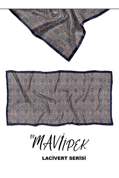 Mavi İpek شال قطني ناعم باللون الأزرق الداكن سلسلة D12