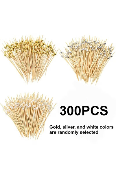 Choice 300PCS 100/200/300PCS Disposable Bamboo Sticks Pearl Dessert Buffet Fr...