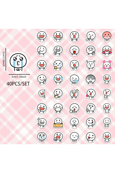 Choice 6X5.2X0.5CM DJ-395 40pcs Cute Animation Emoji of the Simple Man Sticke...