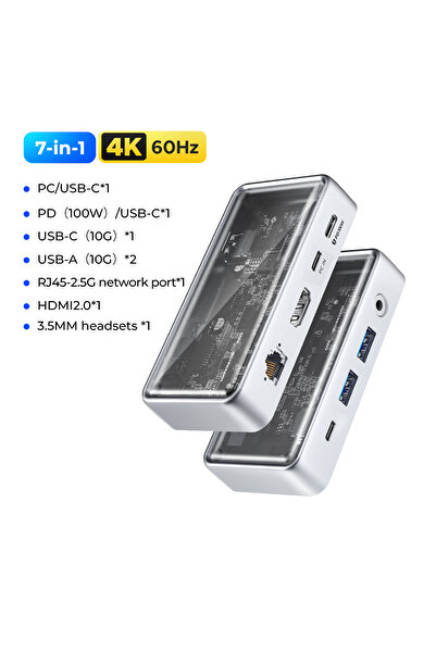 Orico 7in1 4K 60HZ AUD 10Gbps USB C HUB 4K60Hz Type-C to HDMI-compatible USB ...