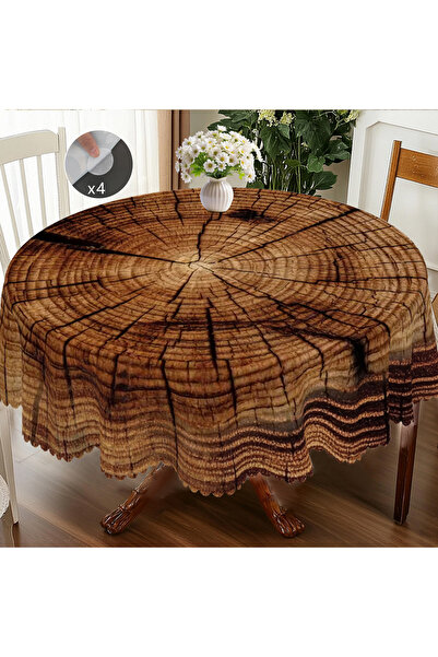 Choice Round(180)cm N081 1 Piece Retro Wooden Board Theme Tablecloth, Wooden ...