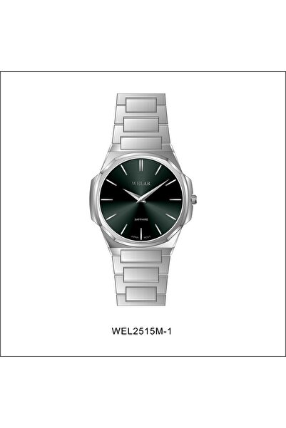 Welar Wel2515M-1 Steel Sapphire Glass Slim Men's Wristwatch 5 Atm Water Resis...