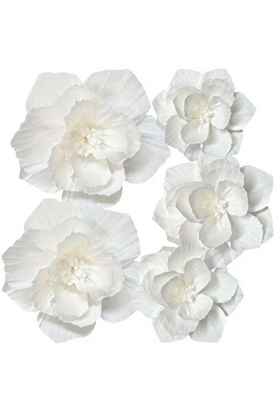 Choice L 5PCs 5 Packs of White Paper Flowers, 3D Artificial Wall Decoration, ...
