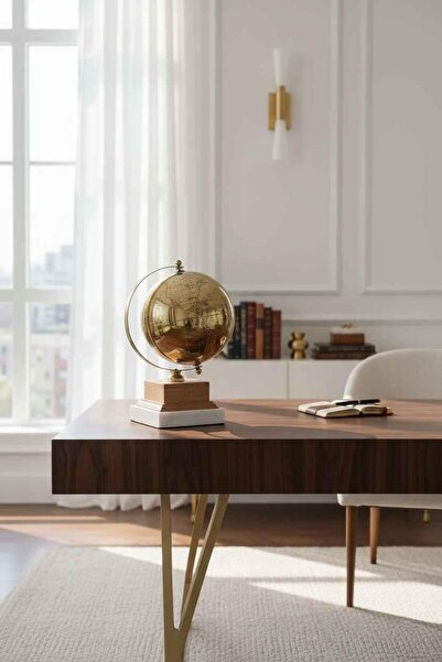 ROSSEV Dekoratif Metal Gold Dünya Küresi 30cm