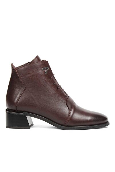 Celal Gültekin Kadın Kahverengi Bağcıklı Fermuarlı Deri Bot