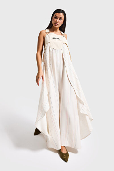 it's basic Γυναικεία φόρμα με ριγέ εκρού φαρδιά εφαρμογή με λουράκια ειδικού ...