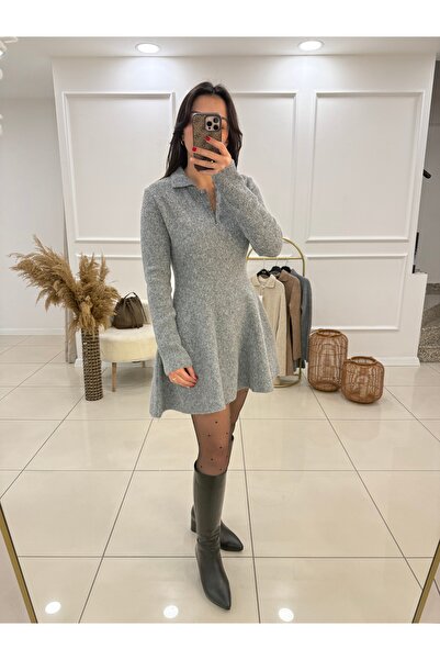 Butik Peplum Polo Yaka Elbise