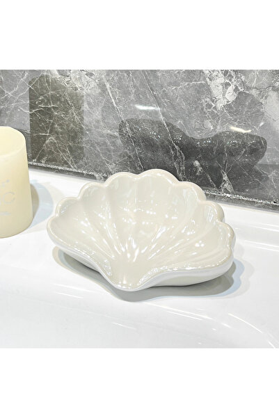 Choice White Creative Shell Soap Box Non Perforated Wall Mounted Drain Soap B...