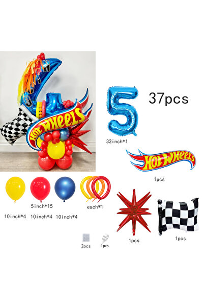 Miniso Other 25112510-5 37pcs Hot Wheels-themed balloon set, with exploding s...