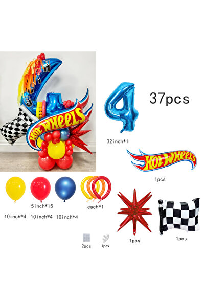 Miniso Other 25112510-4 37pcs Hot Wheels-themed balloon set, with exploding s...