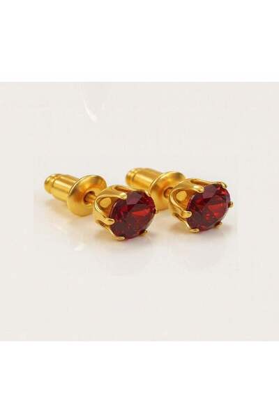 earss Ruby Birth Stone July Gold Earring | Stainless Steel | 18K Gold Plated