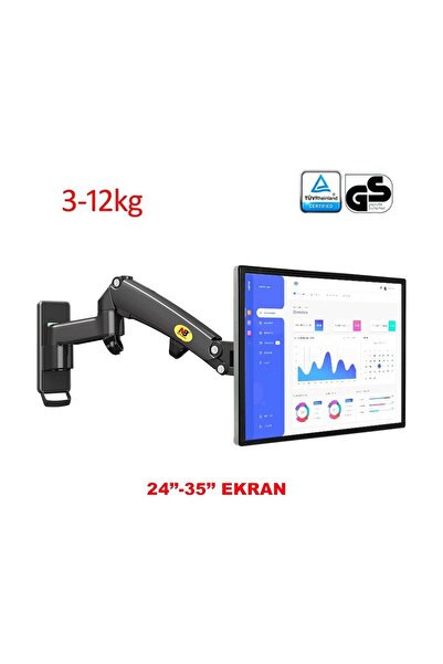 Renvox Hareketli F120 Duvar Tipi Monitör Askı Aparatı 17–27" Gazlı Amortisörlü