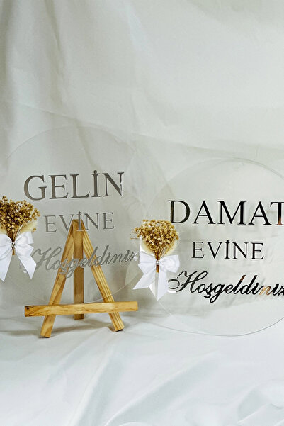 RetroLazer Damat Evine Hoşgeldiniz Süslü, Pleksi Söz Nişan İsimlik Kapı Süsü ...