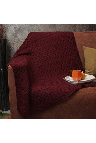 RTD&VLD Vita-183 Petek Desen Triko Battaniye Koltuk Şalı Bordo 85*125CM