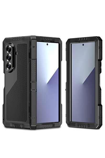 Choice جراب أسود لهاتف Galaxy Z Fold6، مصنوع من المعدن، مقاوم للصدمات والسقوط...