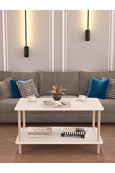 Macco Mobilya 2 Katlı Oval Çevir Kur Orta Sehpa - Çok Amaçlı Dekoratif Salon,...