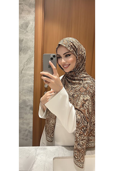 Püsküldükkan Etnik Desen Pamuk Soft Bej Vizon