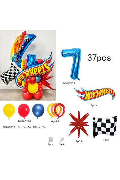 Miniso Other 25112510-7 37pcs Hot Wheels-themed balloon set, with exploding s...