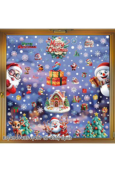 Choice XL 8PCS 2025 Christmas Static Window Clings - Gingerbread Man Snowman ...