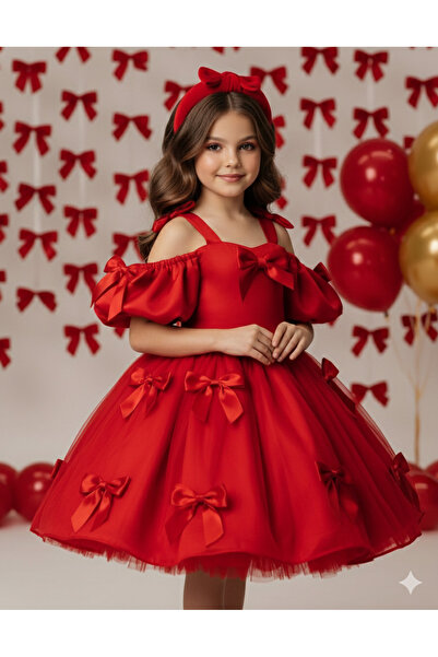 ZAIRE Rochie albă elegantă cu funde albastre pentru fete
