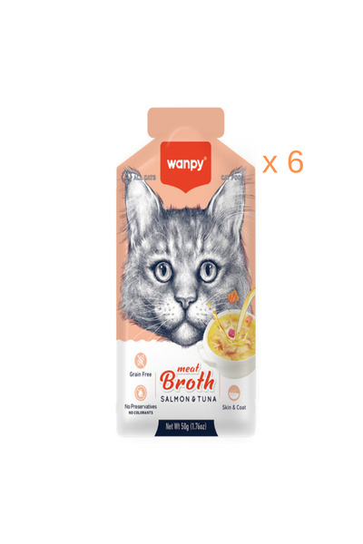 Wanpy Ton Balıklı ve Somonlu Tahılsız Kedi Çorbası 6 x 50 gr