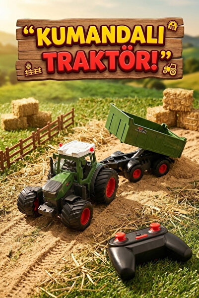 craftivio Uzaktan Kumandalı Römorklu Traktör Işıklı Sesli Şarjlı Çiftlik Oyun...