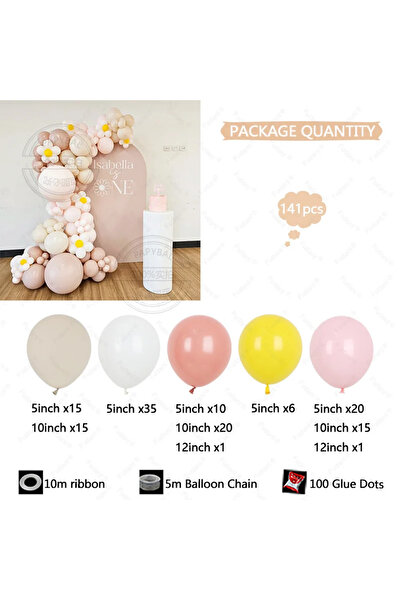 Choice Other 250412A05-141pcs 141Pcs White Daisy Sunflower Themed Balloon Arc...