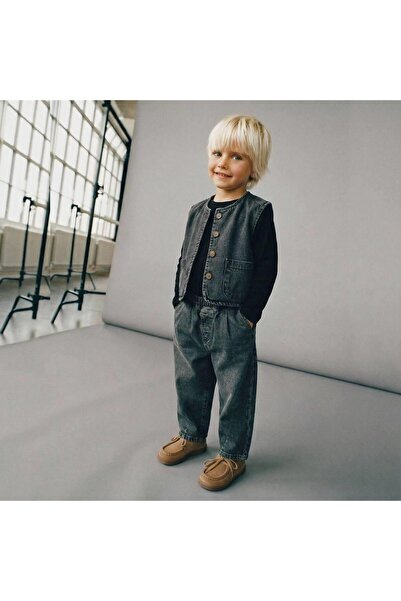 connemara Çocuk Siyah Denim Yelek & Pantolon Takım — Rahat ve Şık Günlük Kombin