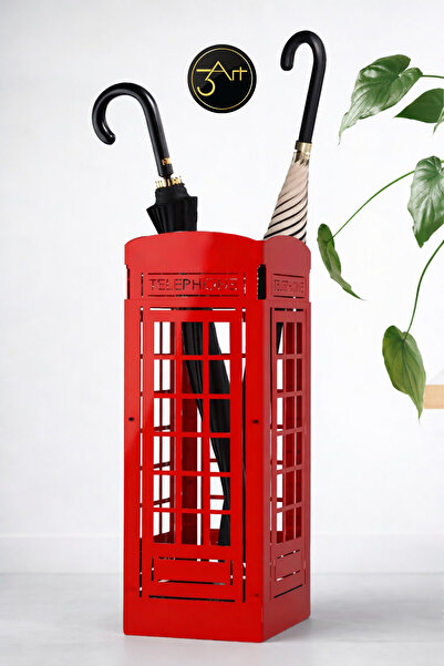 3art Metal Dekoratif Telefon Kulübesi Şemsiyelik - Şemsiye Standı - Modern Ev...