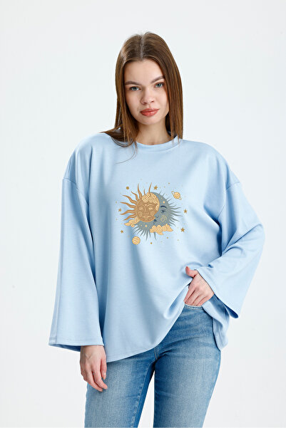 VOICTEC Oversized Modal Fabric Printed Sweatshirt