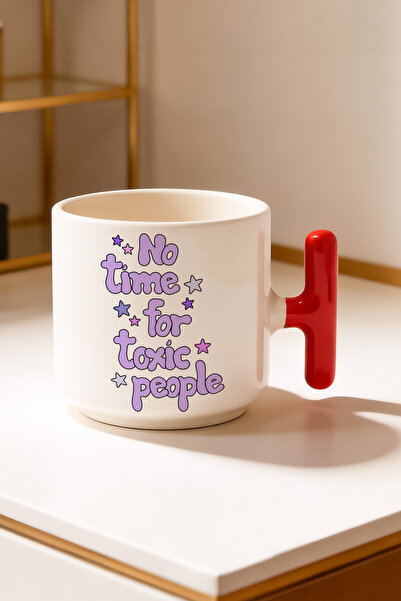 BB TRADE No Time People Designed Red t Ceramic Mug with Handle Printed 250 ml