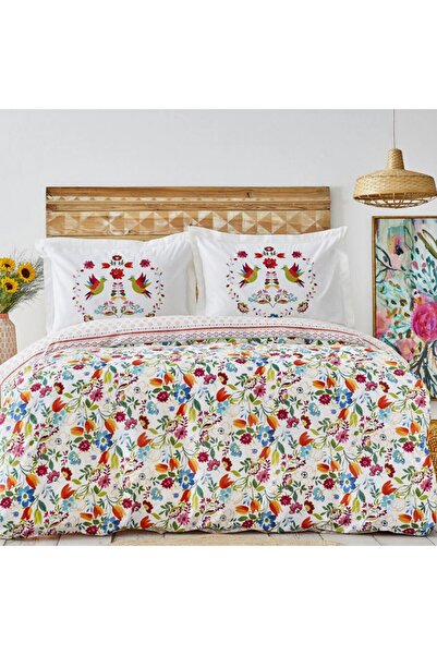 Karaca Parlin Bettwäsche-Set aus 100 % türkischer Baumwolle, Doppelbett, Weiß...