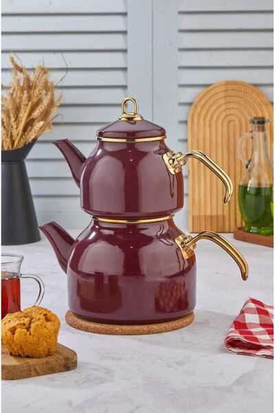 Home Enamel Special Design Non-Stick Surface Large Size Teapot Set Enamel Tea...
