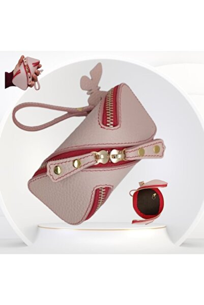 OEM Powder pink leather key chain for women