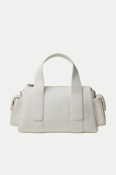 Calvin Klein Webbing Strap Pocket Bag Women's White Handbag