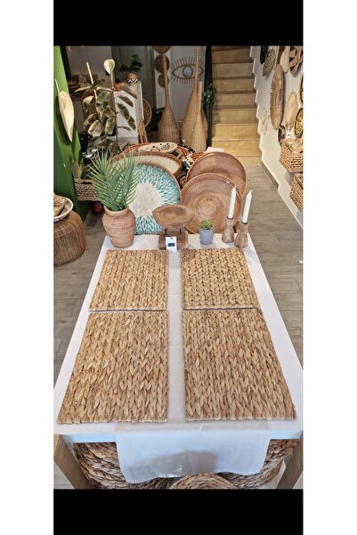 Bohe Collection Su Sümbülü Hasır Örme Supla Amerikan Servis Dikdörtgen Dekor ...